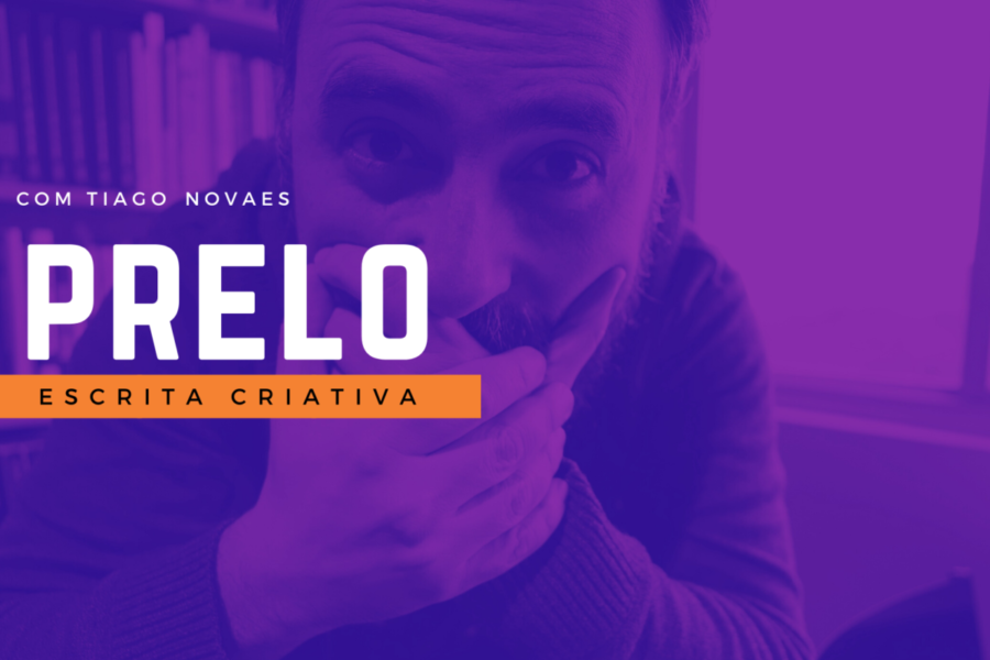 Imagem com o logotipo do podcast Prelo em letras brancas e fundo roxo.